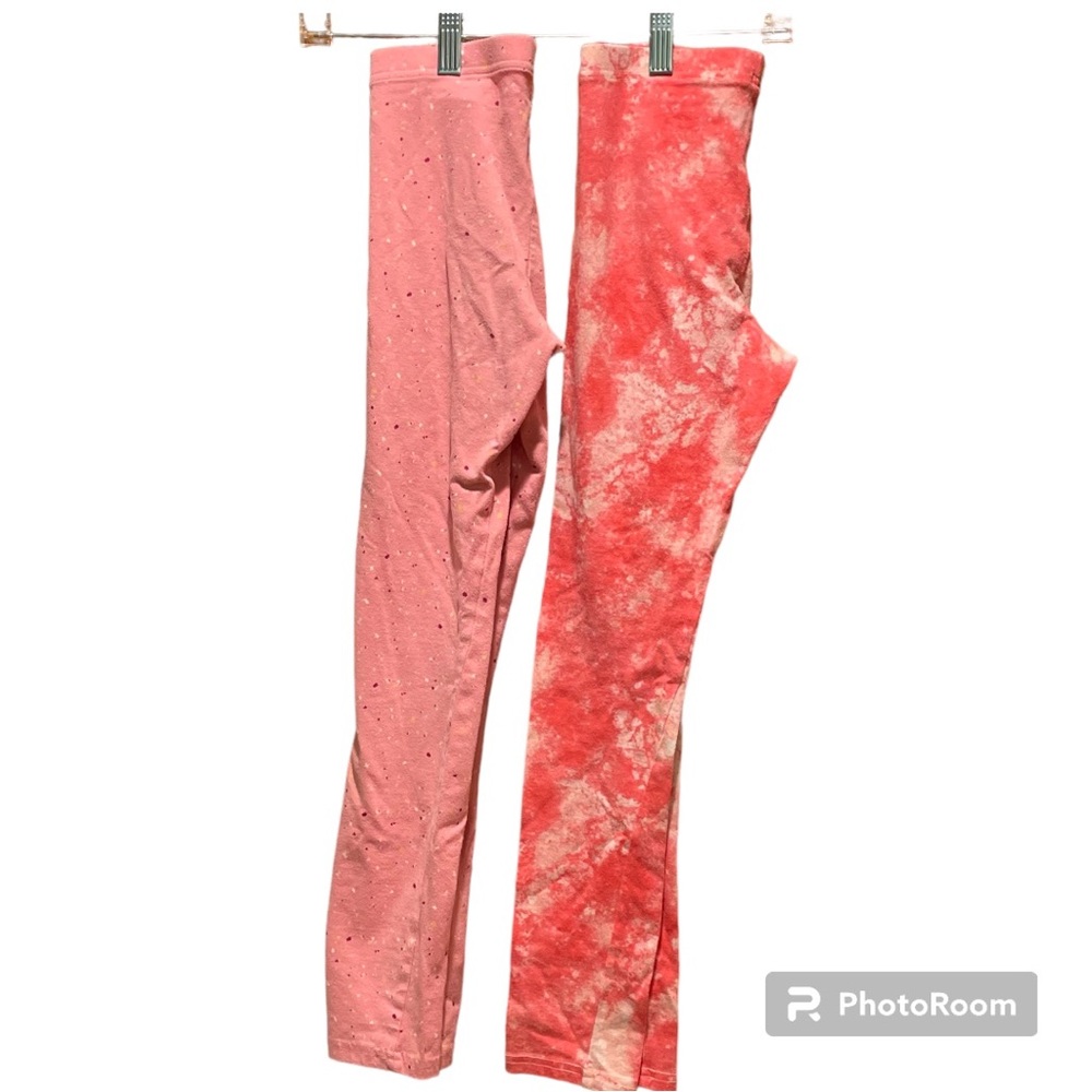 Old Navy Girls Size 10 or Large Leggings 2 Pair Tie Dye Pair & Spotted Pair